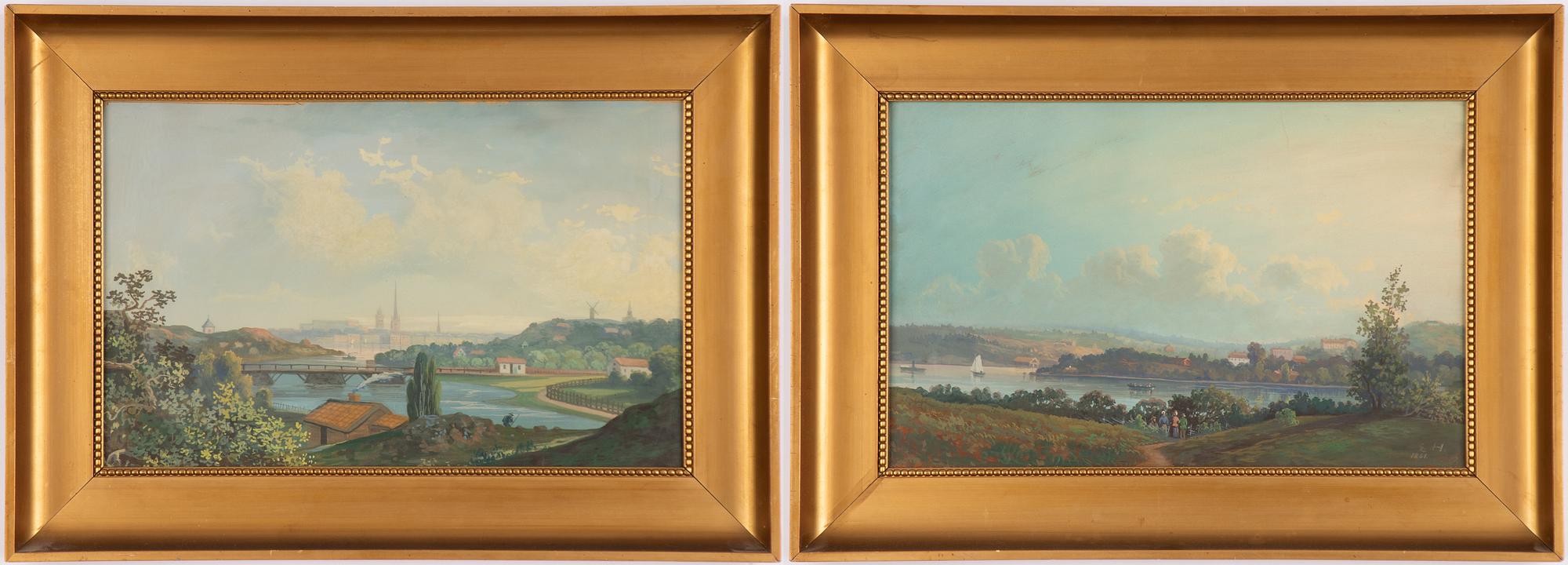 Svensk konstnär, 1800-tal, Vy mot Stockholm/I Stockholms utkanter, ett par.