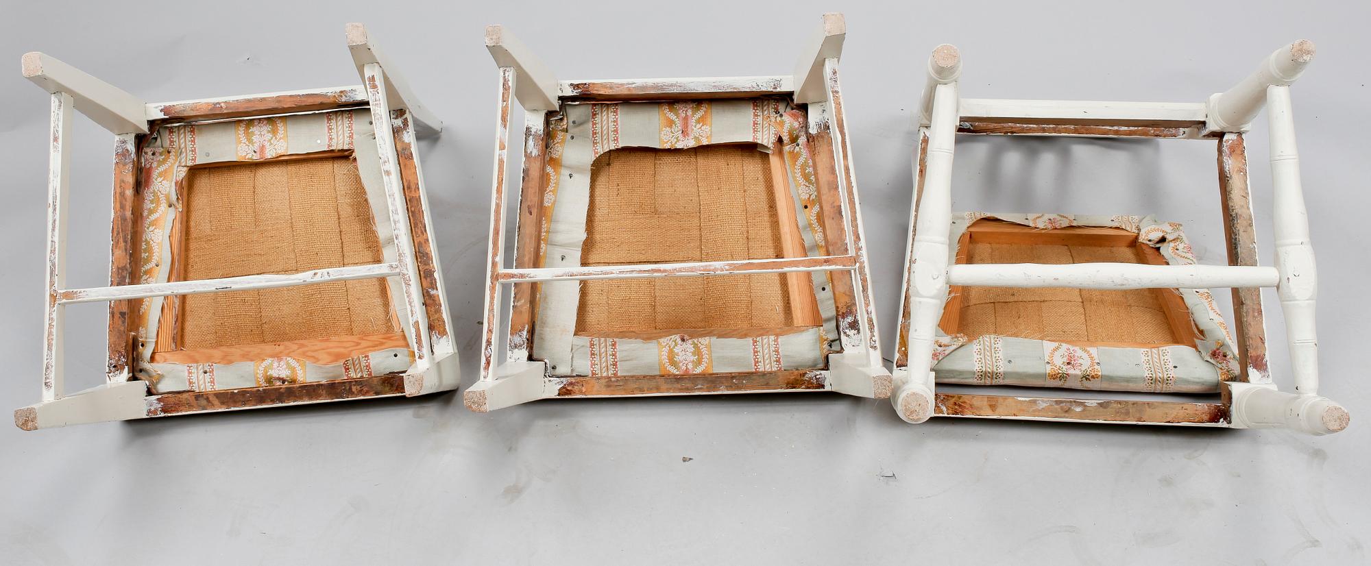 STOLAR, 2 + 1 st, gustavianska provinsarbeten, 1700/1800-tal.