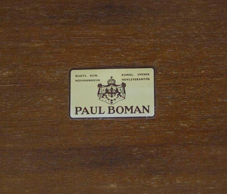 BORD, märkt Paul Boman samt STOLAR, 4 st, Hepplewhite stil, 1900-talets slut.