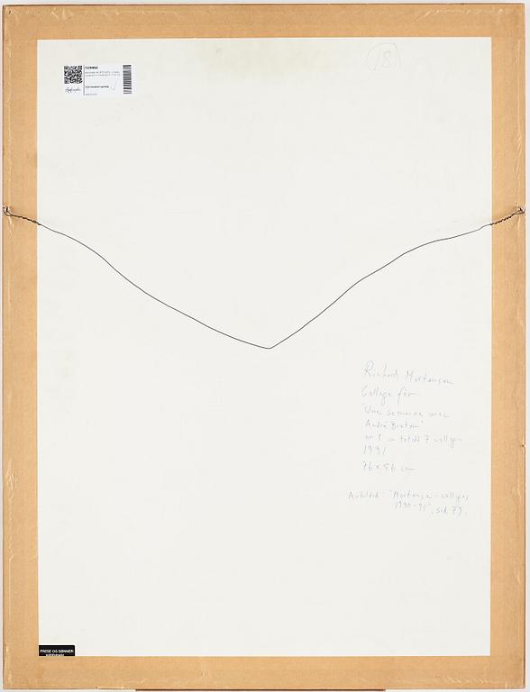RICHARD MORTENSEN, collage, signerad och daterad 6- V-91.