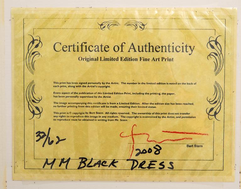 Bert Stern, "Marilyn Monroe Black Dress".