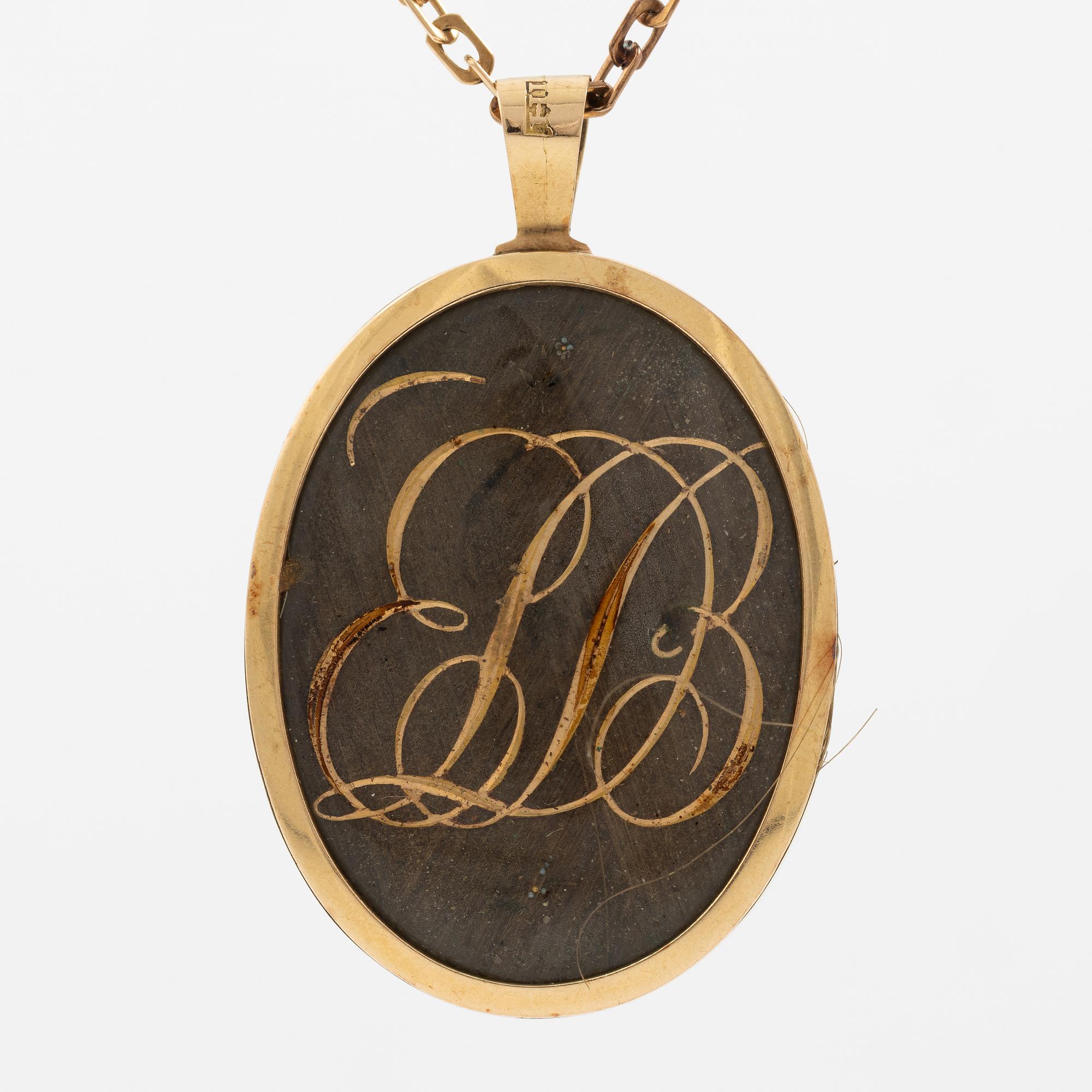 Collier 18K guld med siluettporträtt, 1800-tal.
