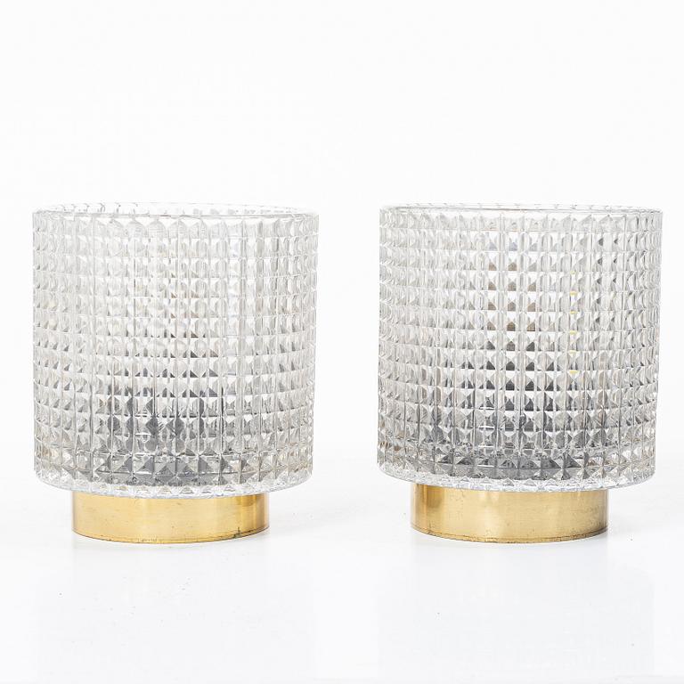 Carl Fagerlund, Wall lamps, a pair, Orrefors.