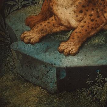 Johann Melchior Roos, Landscape with bears/leopards, a pair.