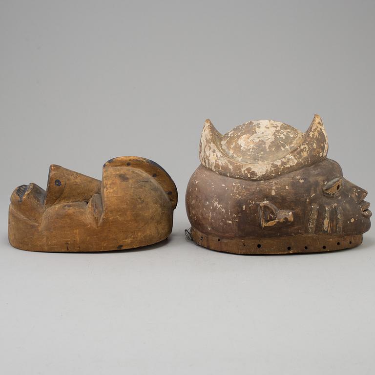 Two 20th century african wooden masks.