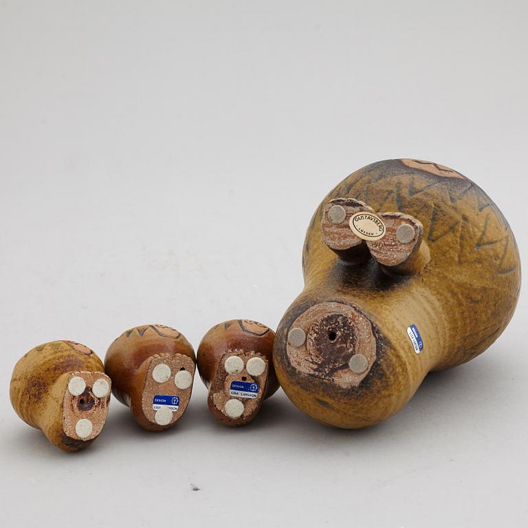 LISA LARSON, four stoneware lion figurines, Gustavsberg.