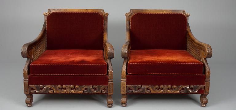 MÖBLEMANG 4 delar, ek, 1900-talets början.