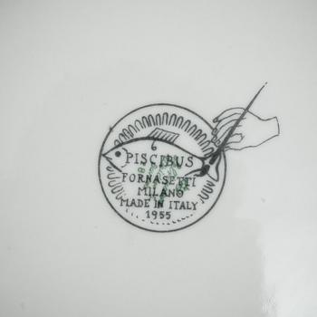 FISKTALLRIKAR, 10 st, porslin, "Piscibus", Fornasetti, Italien, 1955.