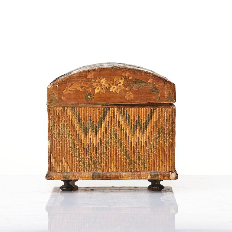 A straw-marquetry box, later part 18th century.