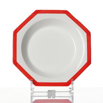 Karin Björquist, a 76-piece “Röd kant” bone china dinner service, Gustavsberg, post 1968.