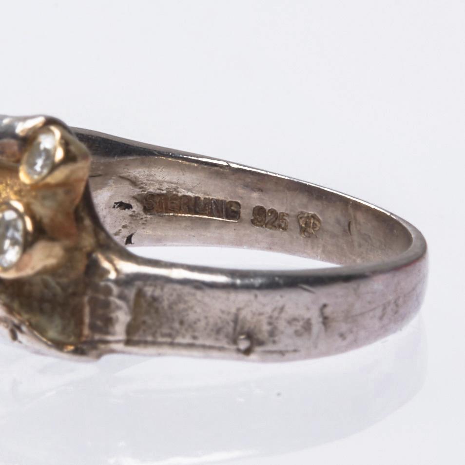 RING, sterlingsilver samt 18K guld med två briljantslipade diamanter.