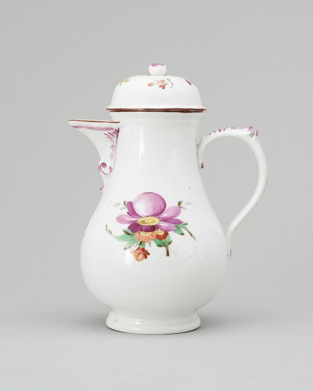 A Coffee pot with cover, 18th Century, presumably Meissen.
