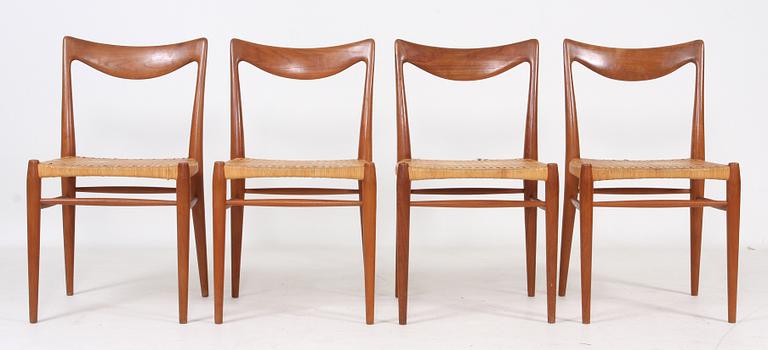 MATSALSBORD samt STOLAR, 4 st, teak, 1950-tal.