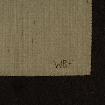 Wibeke Beck-Friis, collage in textile, signed WBF.