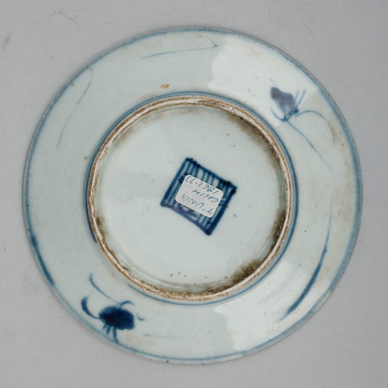 TALLRIKAR, 6 st, porslin, Kina, bla trol. Ming resp 1800-tal.