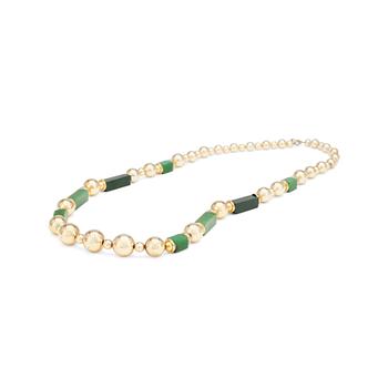 CHRISTIAN DIOR, a gold and green colored necklace from 1970s.