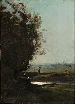 OKÄND KONSTNÄR 1800-TAL, Olja på pannå, ej signerad.