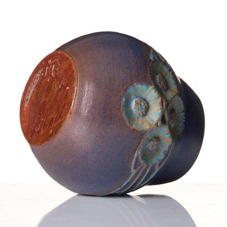Hilma Persson-Hjelm, a glazed earthenware art nouveau vase, executed in her own studio, Arvika 1919. No 1619.