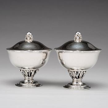 Georg Jensen, a pair of sterling bonbonnières, Copenhagen 1920's, design nr 180 C.