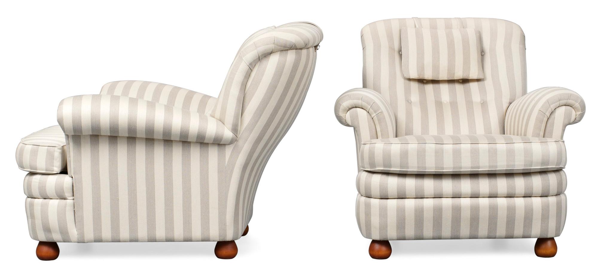 A pair of Josef Frank easy chairs, Firma Svenskt Tenn, model 336.