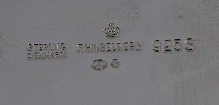 KAFFESERVIS, 3 delar, Frantz Hingelberg, Aarhus, Danmark 1948-79. Tot ca 960 g.