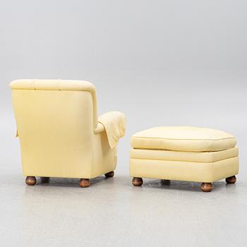 Josef Frank, armchair with footstool, model 336, Svenskt Tenn.