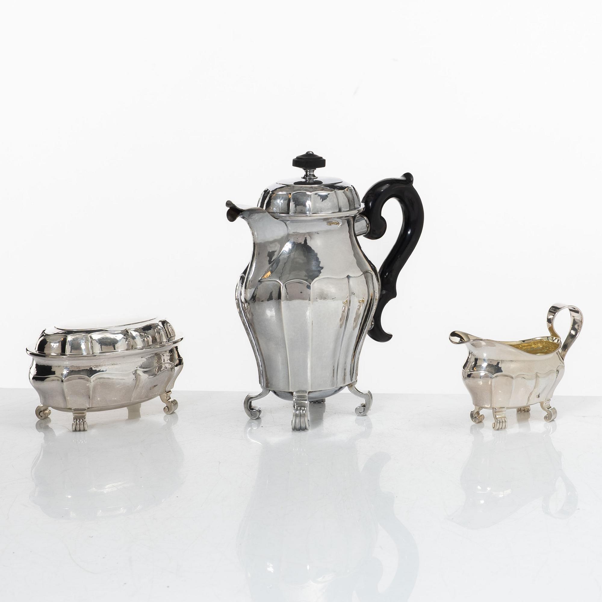 A three-piece silver coffee service, GAB, Stockholm, 1929-31.