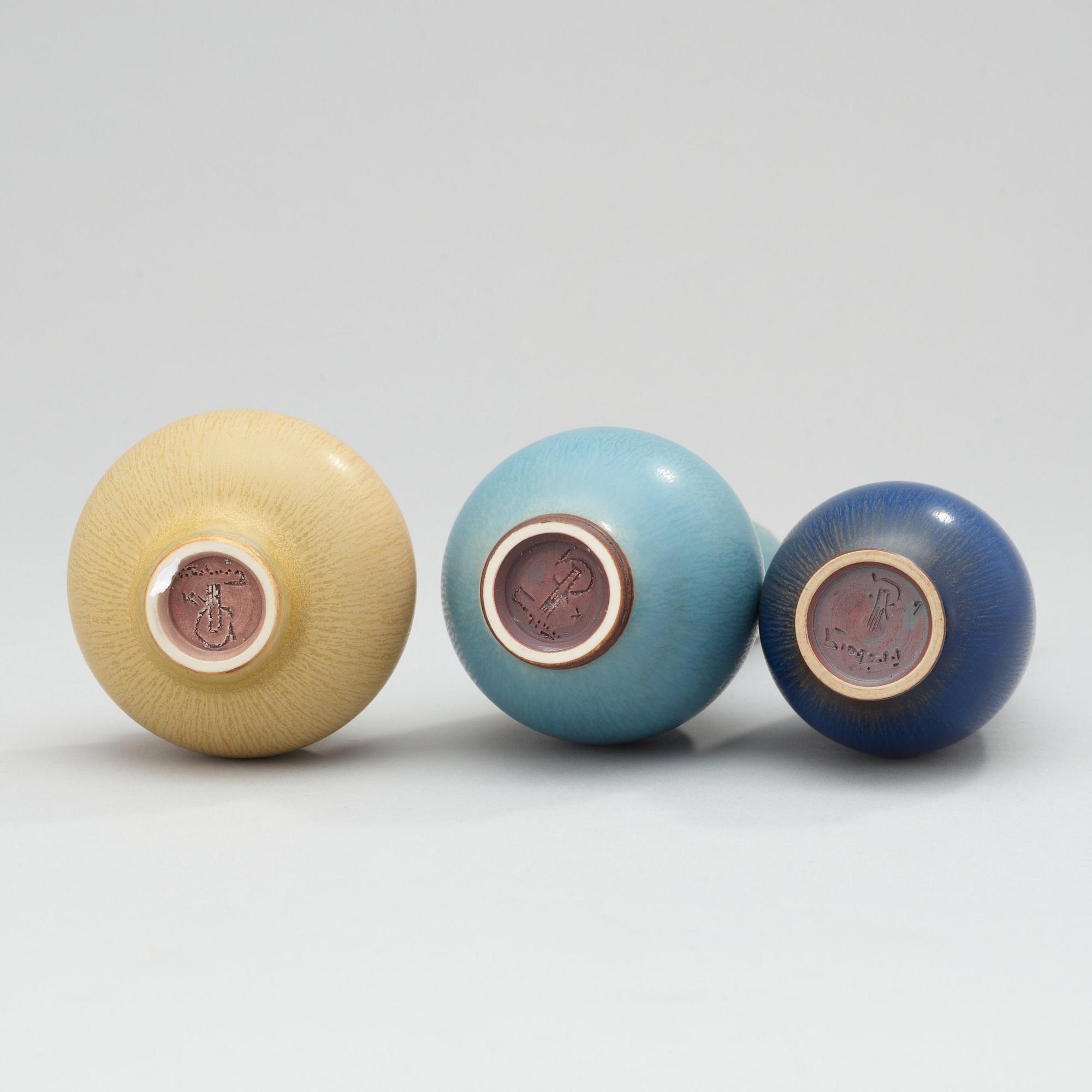 BERNDT FRIBERG, vaser, 3 st, Gustavsberg Studio 1969-70.