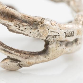 Sofia Björkman, collier, ring och örhängen i form av björkgrenar, silver. Ring med tanzaniter.