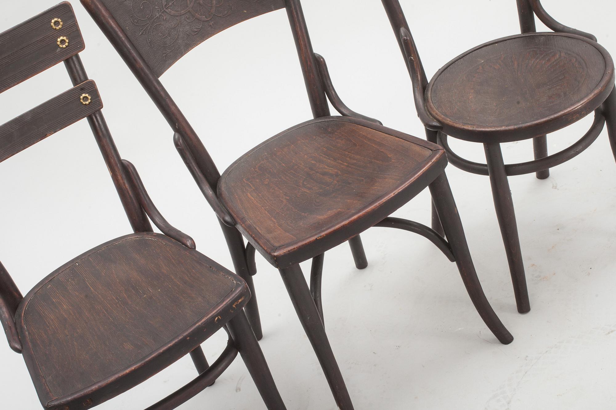 STOLAR, 3 st. Thonet och Kohn, 1900-talets första hälft.