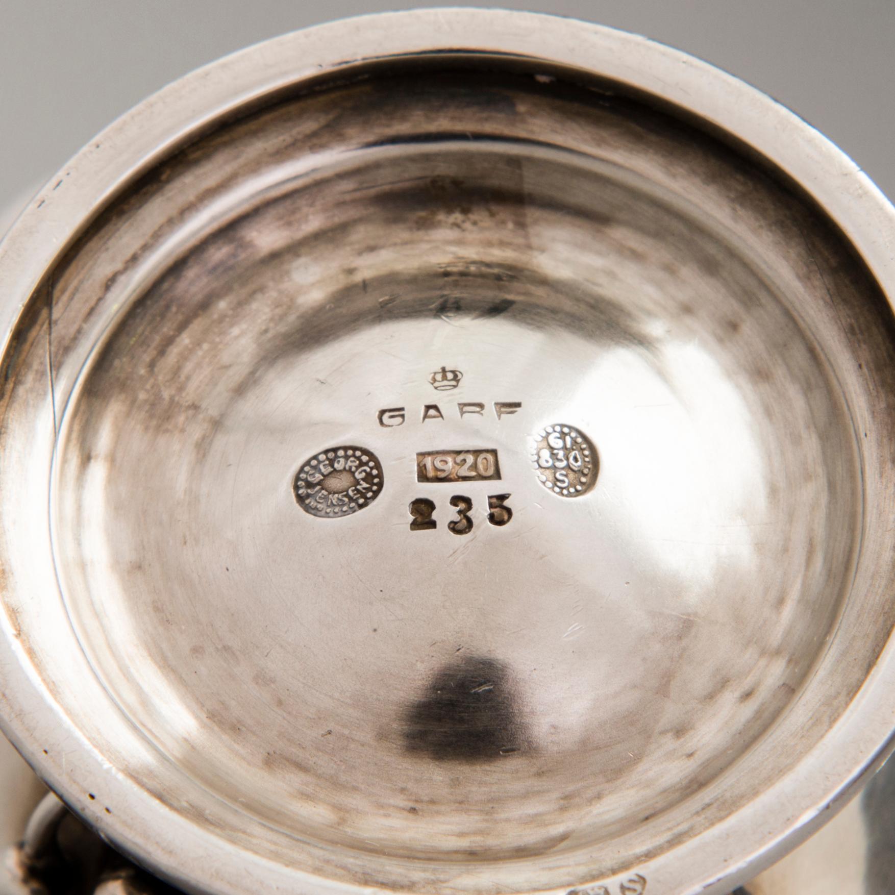 GEORG JENSEN, MALJAPARI, hopeaa, Kööpenhamina, Tanska 1920.