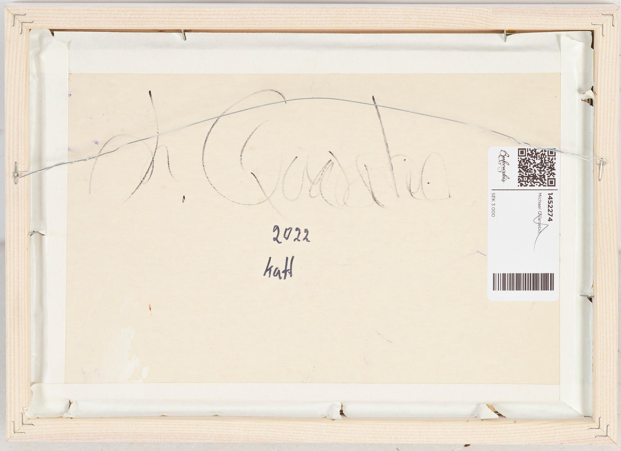 Michael Qvarsebo, mixed media on paper-panel, signed.