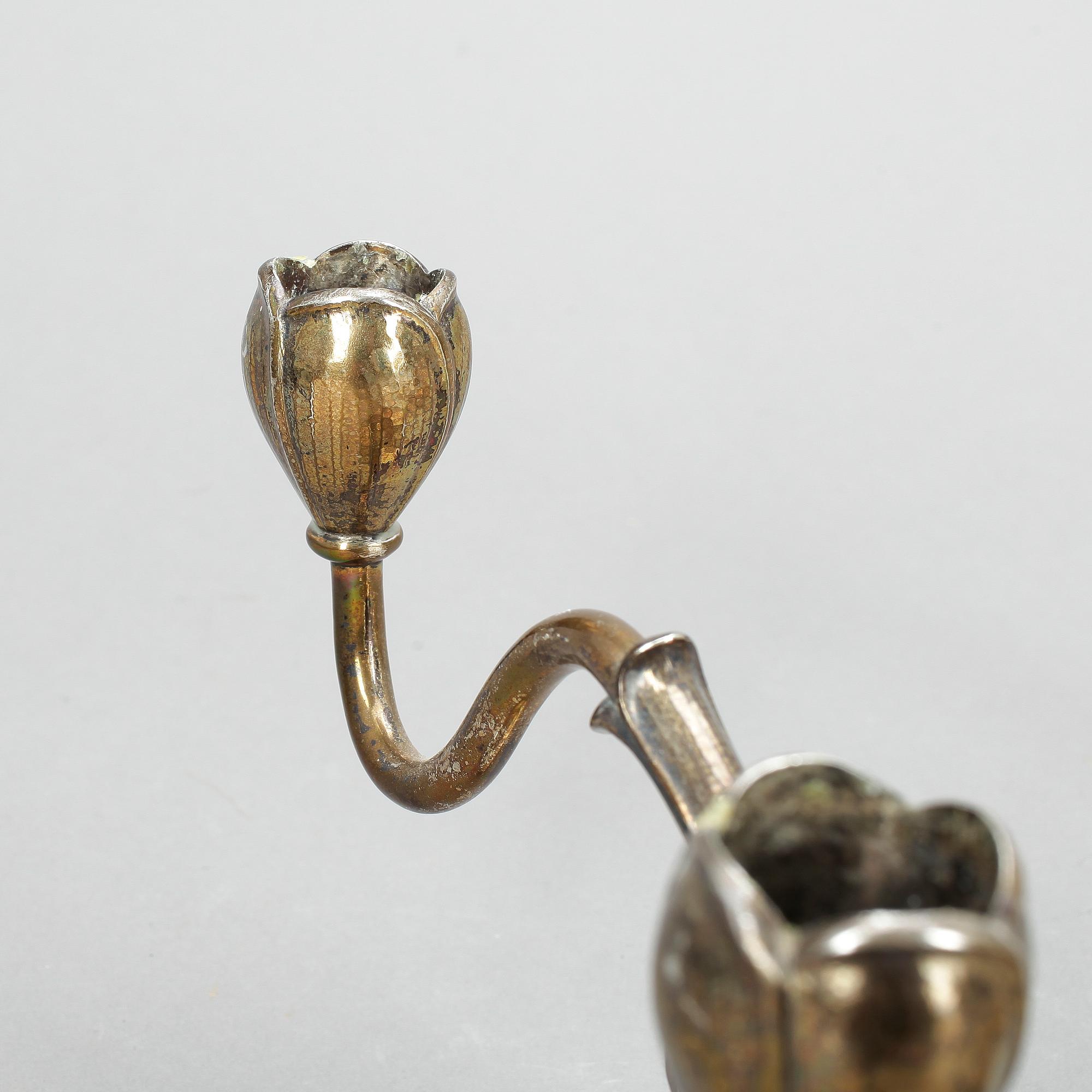 LJUSSTAKAR, ett par, W A Bolin, silver, 1950.