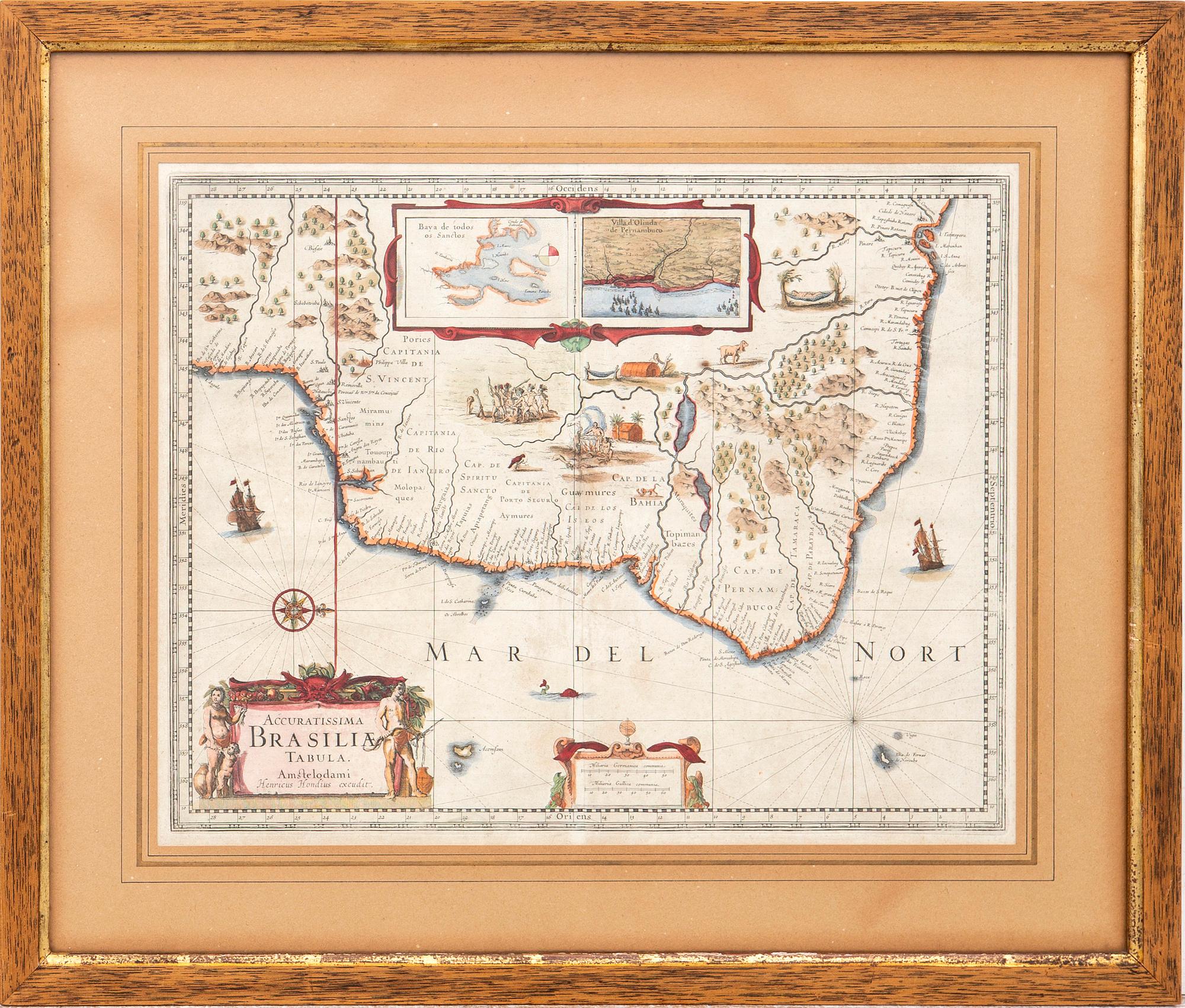Henricus Hondius II, map of Brazil, ca 1635.