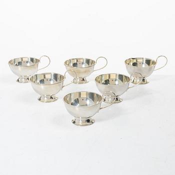 Guldsmedsaktiebolaget (GAB), Punch mugs, 6 pcs, silver, Stockholm 1959-1962.
