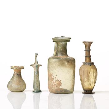 A group of roman glass ware, presumably 3rd-10th Century A.D.