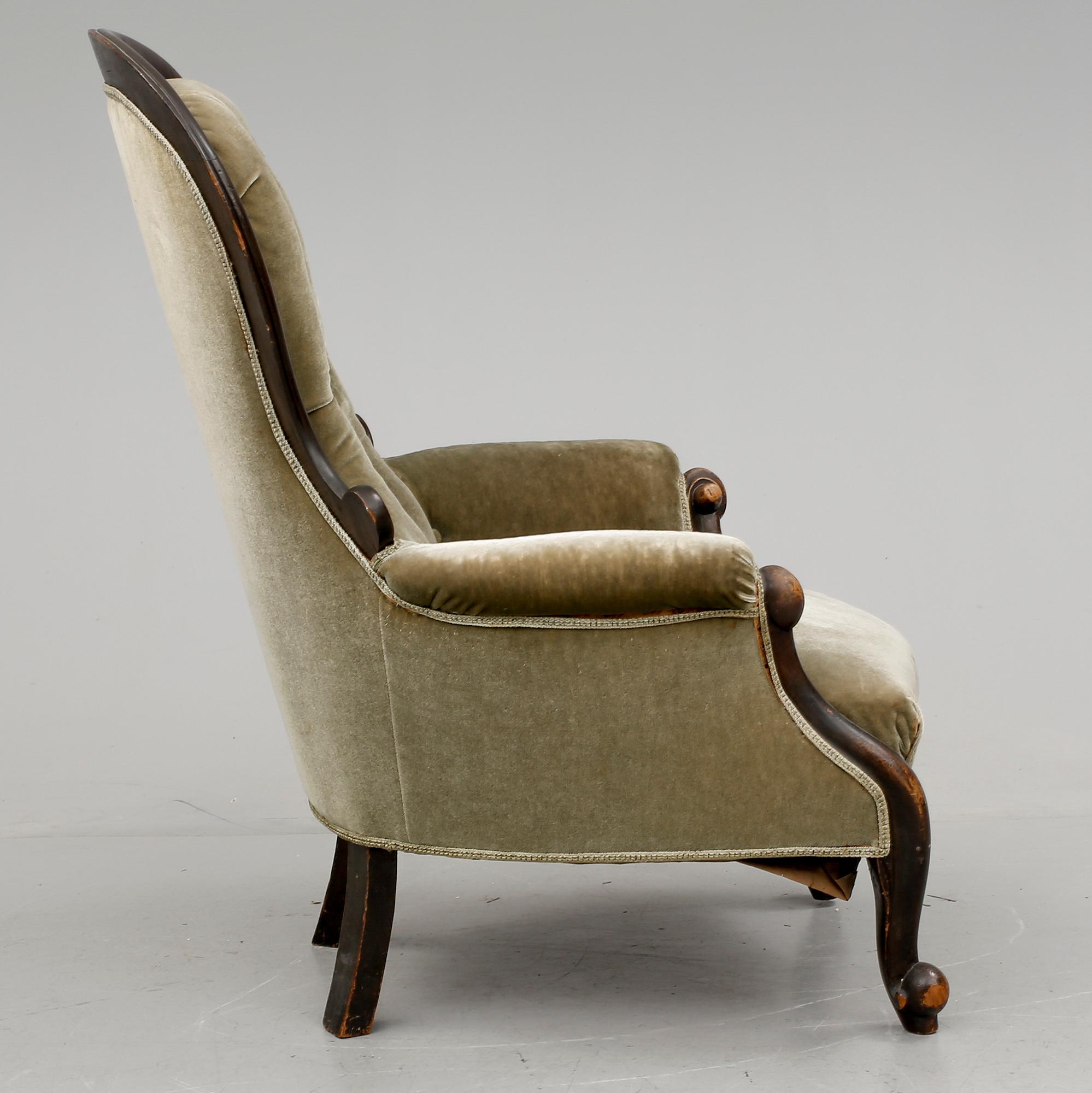 FÅTÖLJ, nyrokoko, sent 1800-tal.