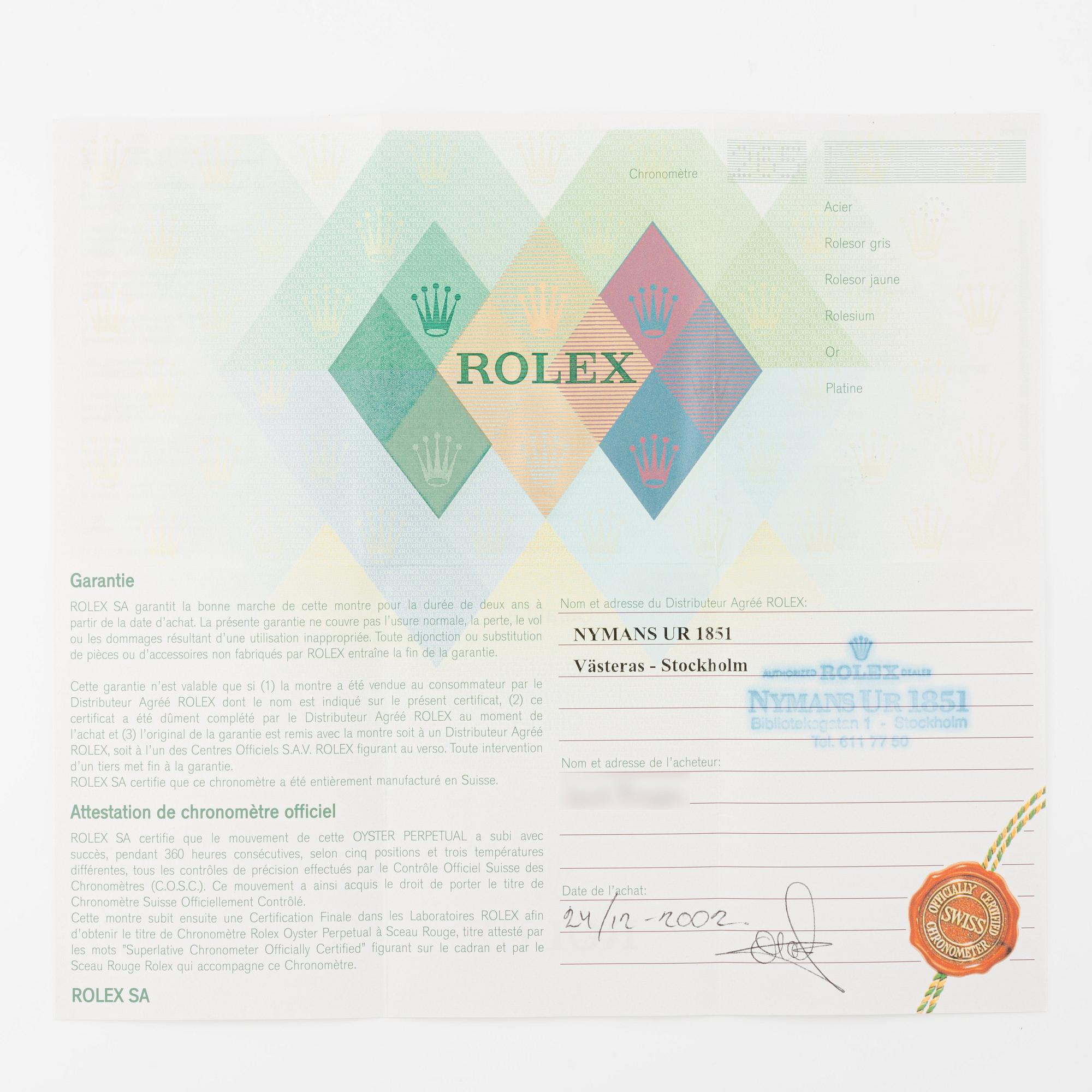 Rolex, Cosmograph, Daytona, chronograph, ca 2002.