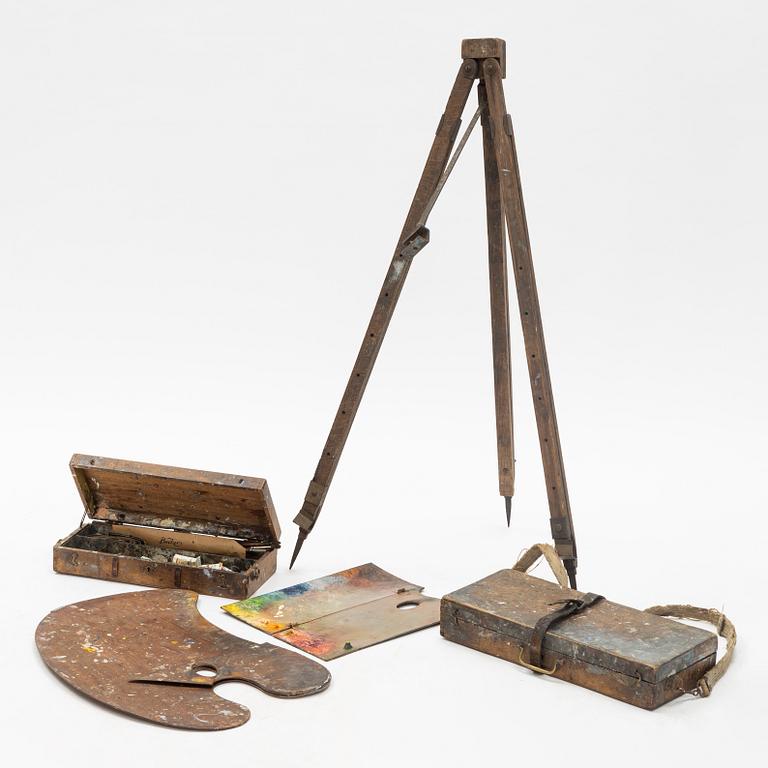 Birger Simonssons friluftsstaffli, paletter & målarlådor.