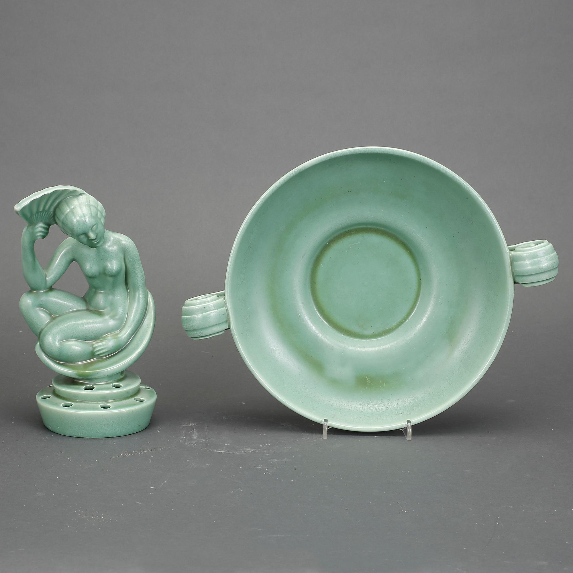 BLOMSTERUPPSATS, 2 delar, flintgods, Arthur Percy, Gefle, art déco, 1900-talets första hälft.