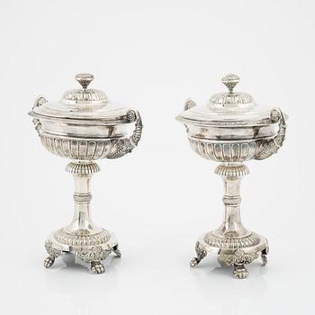 Carl Tengstedt, sockerskålar, ett par, silver, Empire, Göteborg 1838.