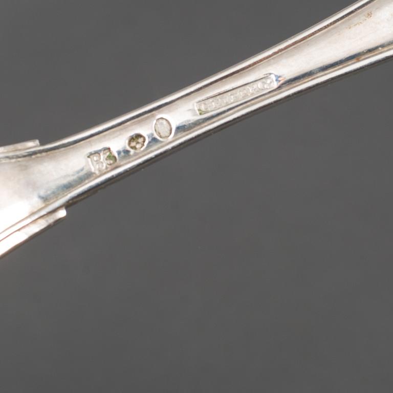 A Swedish set of six early 19th century silver forks, mark of Carl Ryberg, Stockholm 1808.