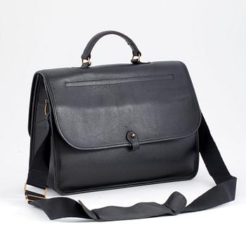 MULBERRY, a black grosgain leather briefcase.
