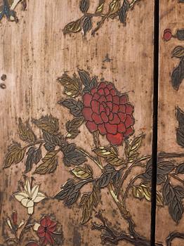 A six leaf coromandel lacquer screen, Qing dynasty (1644-1912).