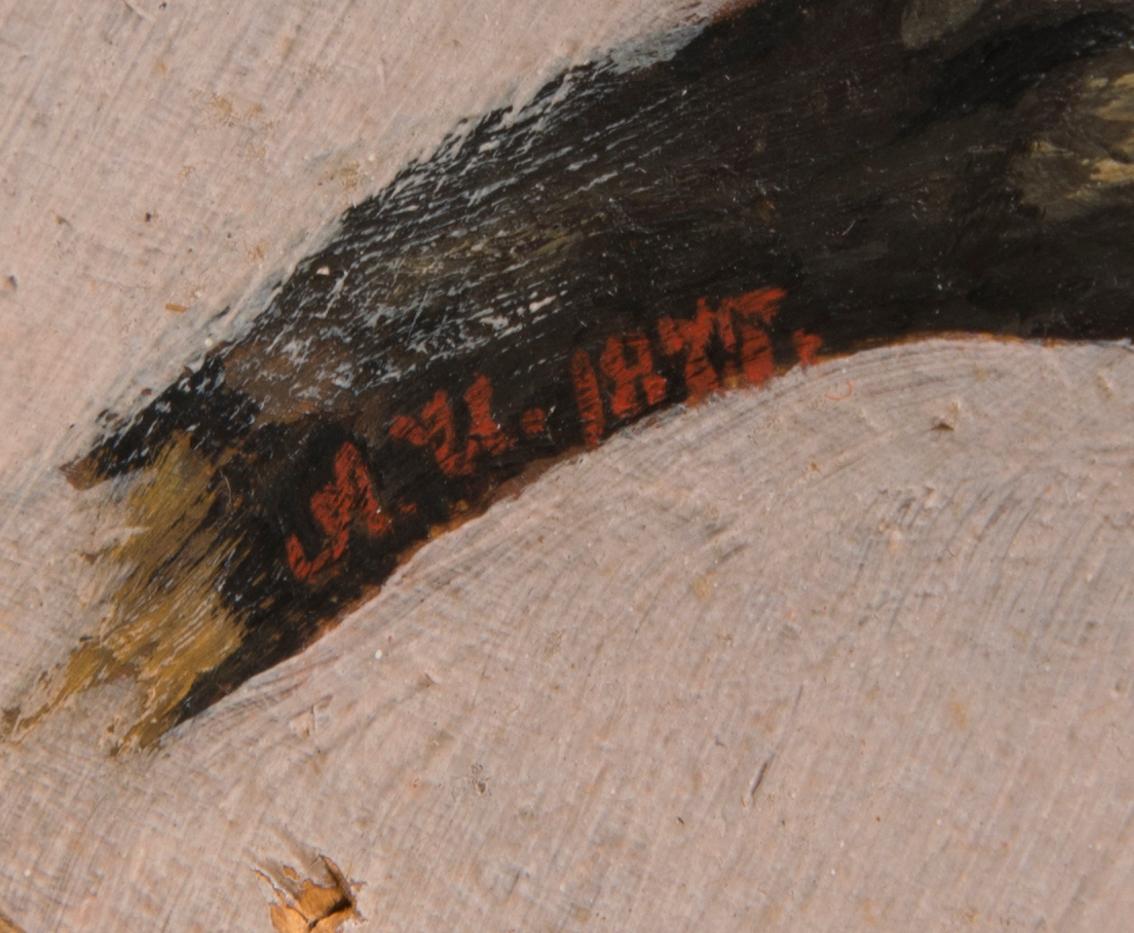 oil on board, signed AU and dated 1875.