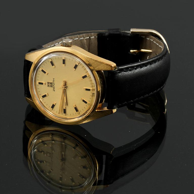 ARMBANDSUR, herr,  guld på stål, Zenith, 1900-talets andra hälft.