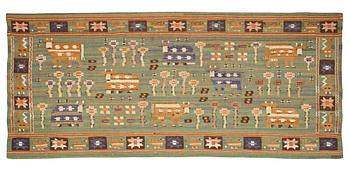 549. TAPESTRY. Flat weave. 89 x 189 cm. Signed MMf.