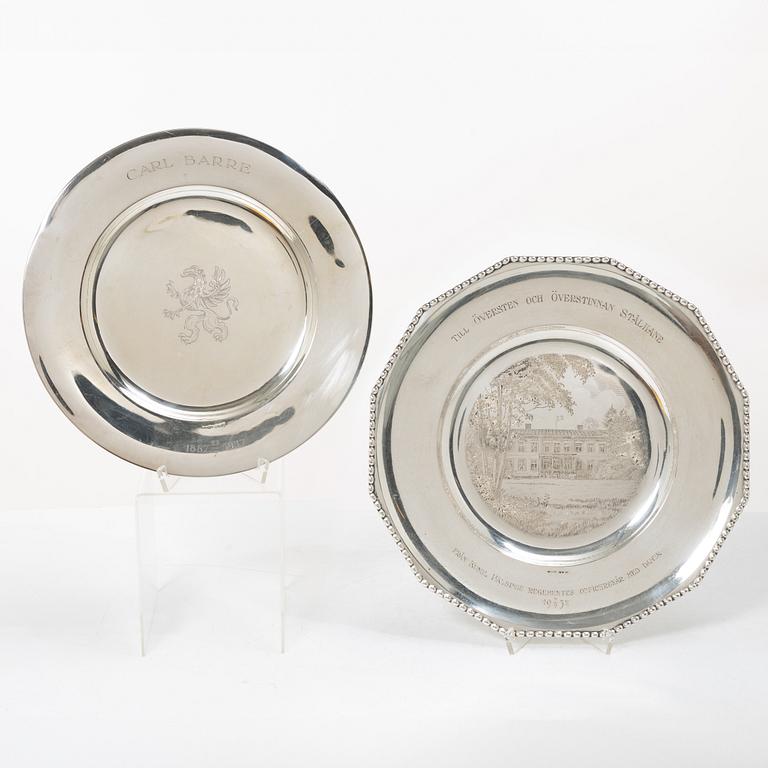 Plates, 2, silver, KG Markströms, Uppsala 1931 and GAB, Stockholm 1937 respectively.