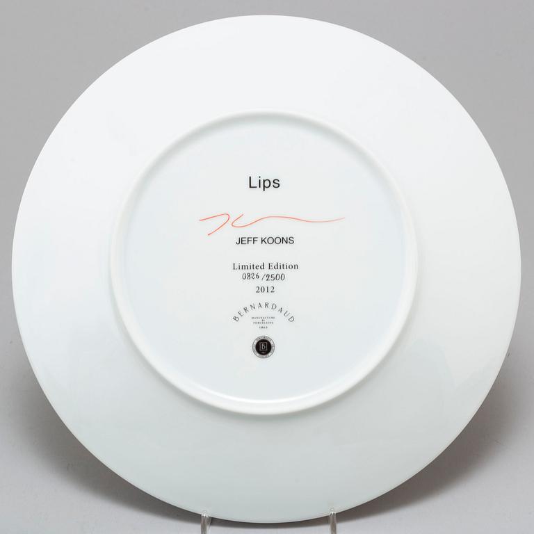 A 'Lips' porcelain plate by Jeff Koons, Bernardaud, edition 826/2500.