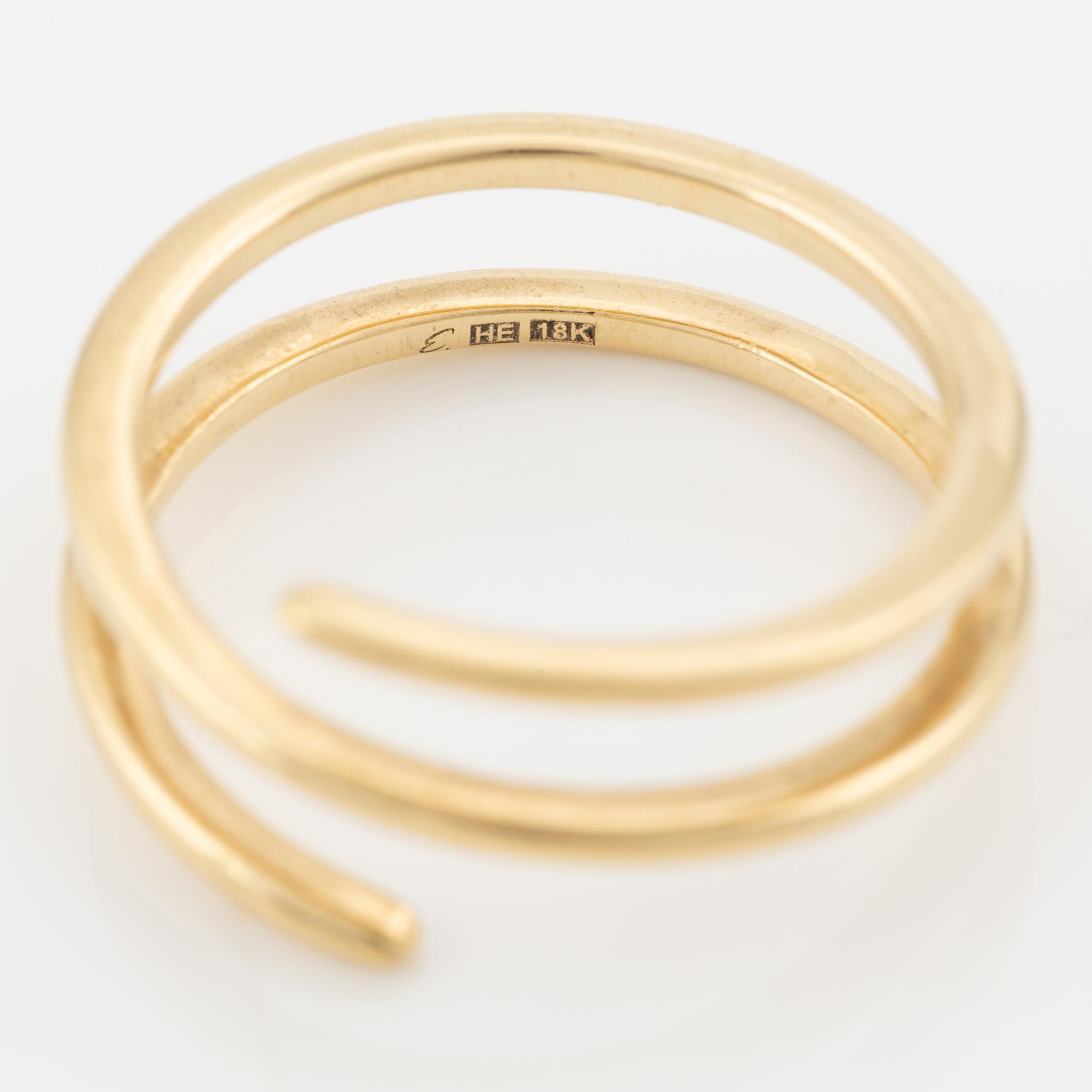 Engelbert, rings, 2 pcs, "Petit Spin ring" and "Double Spin ring", 18K gold, one with brilliant-cut diamonds.